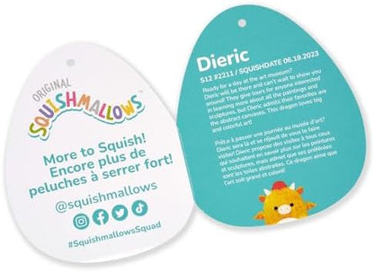 Squishmallows Original 12-Inch Dieric Yellow Dragon with Orange Mane - Official Jazwares Large Plush