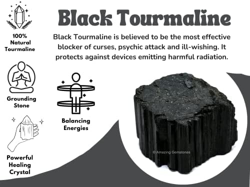 Amazing Gemstone Black Tourmaline Crystal - 1 Piece of 350-500 Grams Large - Very High Grade Black Tourmaline Crystals Rough Raw for Protection, Good Vibes Turmalina Negra Piedra Originales