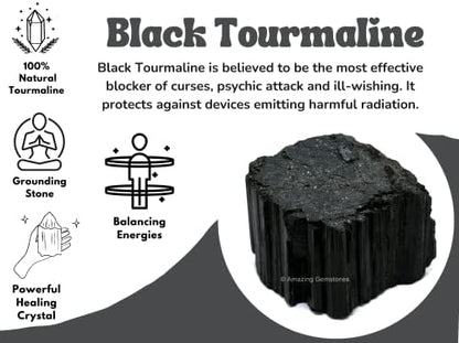 Amazing Gemstone Black Tourmaline Crystal - 1 Piece of 350-500 Grams Large - Very High Grade Black Tourmaline Crystals Rough Raw for Protection, Good Vibes Turmalina Negra Piedra Originales
