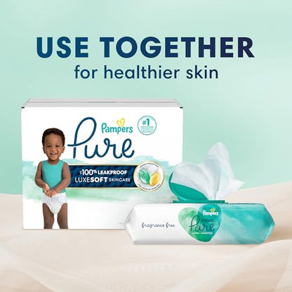Pampers Pure Protection Baby Diapers, Size 1 (8-14 lbs), 198 Count, Up to 100% Leakproof, Premium Plant-Based Skin Protection, Hypoallergenic Soft Diapers