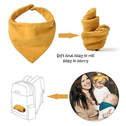 Konssy Muslin Baby Bibs 10 Pack Baby Bandana Drool Bibs 100% Cotton for Unisex Boys and Girls, Soft Absorbent Set for Teething and Drooling