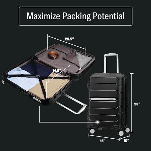 Samsonite Freeform Hardside Carry-On Luggage with Spinner Wheels - Hardshell Suitcase - TSA, Airline-Approved - Expandable Hard Shell, Smooth Rolling Wheels for Lightweight Travel - Navy