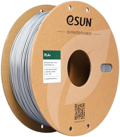 eSUN PLA+ Filament 1.75mm, 3D Printer Filament PLA Plus, Dimensional Accuracy +/- 0.03mm, 1KG Spool (2.2 LBS) 3D Printing Filament for 3D Printers, Silver