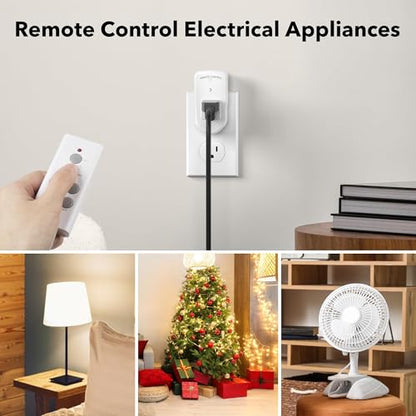 BN-LINK Wireless Remote Control Electrical Outlet Switch for Lights, Fans, Christmas Lights, Small Appliance, Long Range White (Learning Code, 3Rx-1Tx) 1200W/10A