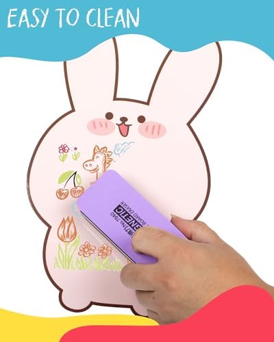 NewFamily Kids Art Chalk Set - 24 Color Dustless Chalk with Cute Magnetic Drawing Board, Creative Gift for Boys and Girls