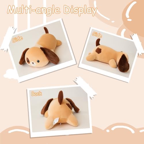 SQEQE Weighted Dog Plush, Weighted Dog Stuffed Animal, Cute Larbrador Plushies Soft Pillow Toy Gift for Kids Adults Brown 23.6 Inch, 3.1 Lbs