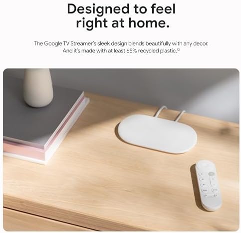 Google TV Streamer 4K - Fast Streaming Entertainment on Your TV with Voice Search Remote - Watch Movies, Shows, Live TV, and Netflix in 4K HDR - Smart Home Control - 32 GB of Storage - Porcelain