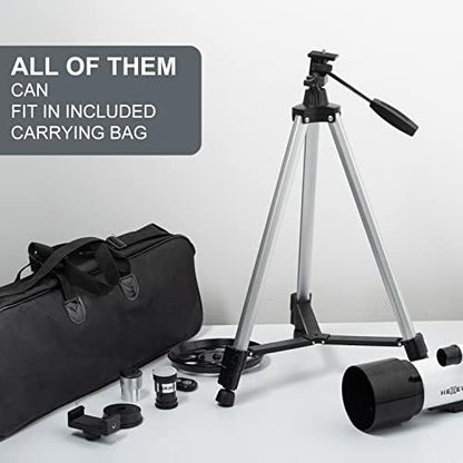 Telescope for Kids & Adults - 70mm Aperture 500mm AZ Mount Fully Multi-Coated Optics Astronomical refracting Portable Telescopes, with Tripod Phone Adapter, Carrying Bag, Remote Control White