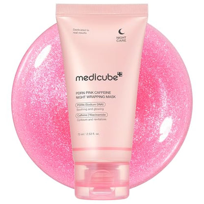 medicube PDRN Caffeine Overnight Wrapping Peel Off Facial Mask | Firming, Depuffing & Hydration | Salmon DNA + Caffeine + Collagen For Refined, Glass Skin & Face Contour Support | Korean Skin Care