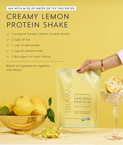 Truvani Vegan Pea Protein Powder | Lemon Cookie | 20g Organic Plant Based Protein | 20 Servings | Keto | Gluten & Dairy Free | Low Carb | No Added Sugar