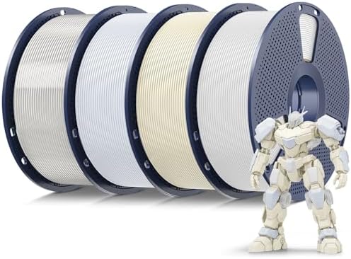 SUNLU 4kg PLA 3D Printer Filament Bundle Multicolor, Neatly Wound PLA Filament 1.75mm ±0.02mm, Individually Vacuum Packed, 4kg in Total, 1kg per Spool, 4 Pack, 3 White Series and Transparent