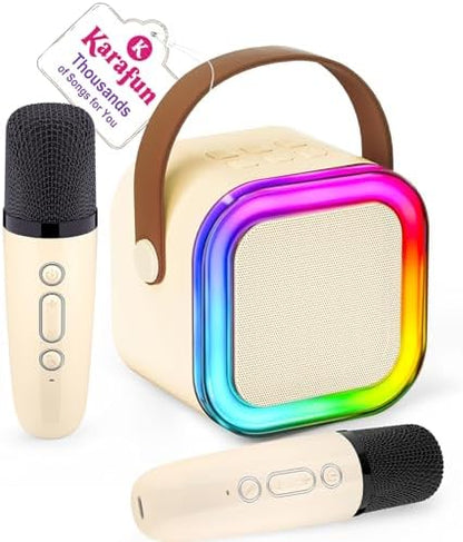 IROO Mini Karaoke Machine for Kids, 2025 TOP Toys Birthday Gifts Ideas for Girls Ages 4, 5, 6, 7, 8, 9, 10, 12+ Years Old, Portable MP3 Player with 2 Wireless Mics for Party