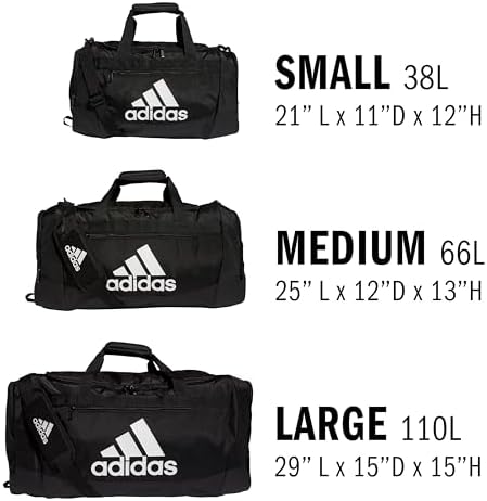 adidas Unisex Defender 4.0 Gym Duffel Bag for Men and Women, Black/White, Small (38L)