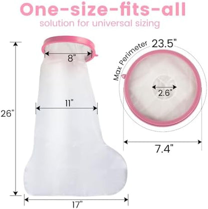 Waterproof Cast Covers for Shower Leg, Adult Cast Bag Cover Protector, Showering/Swimming/Bath Boots for Foot after Surgery, Broken Ankle Wound Recovery Supplies/Accessories, Boot, Sleeve, Pink
