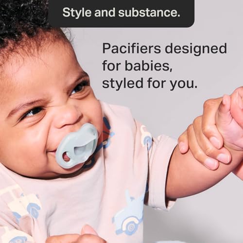 Tommee Tippee Ultra-Light Silicone Pacifier, 0-6 Months, Symmetrical One-Piece Design, BPA-Free Silicone Binkies, Pink/Purple/Green, Pack of 4