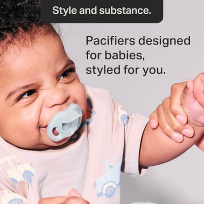 Tommee Tippee Ultra-Light Silicone Pacifier, 0-6 Months, Symmetrical One-Piece Design, BPA-Free Silicone Binkies, Pink/Purple/Green, Pack of 4