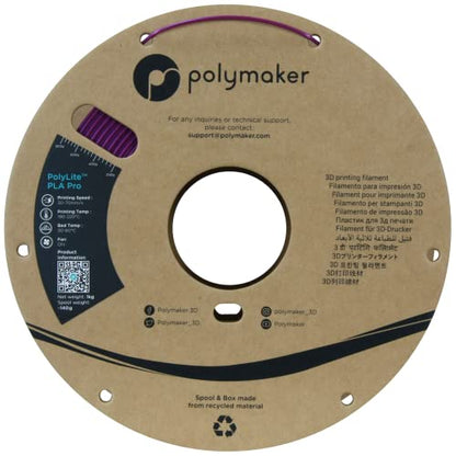 Polymaker PLA PRO Filament 1.75mm 1kg, Tough & High Rigidity Metallic Magenta 3D Printing Filament, PolyLite PLA PRO 3D Printer Filament 1.75mm, Print with Most 3D Printers