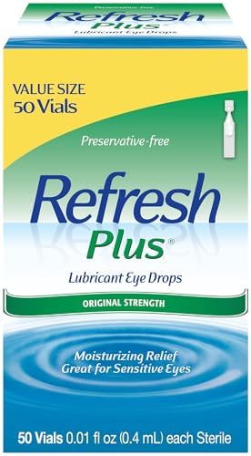 Refresh Plus Lubricant Eye Drops, Preservative-Free, 0.01 Fl Oz Single-Use Containers, 50 Count, Packaging May Vary