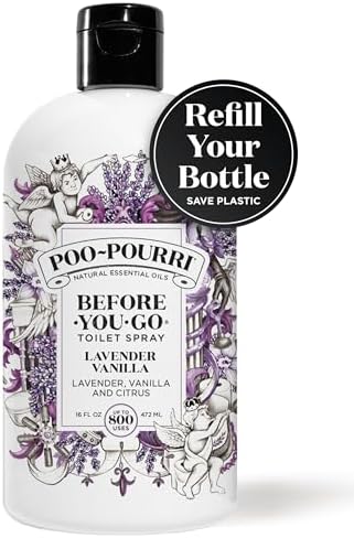 Poo-Pourri Before-You-Go Toilet Spray, Lavender Vanilla, Refill Bottle 16 Fl Oz - Lavender, Vanilla and Citrus