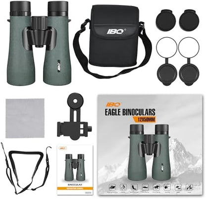 12x50 UHD Binoculars for Adults High Powered with Upgraded Phone Adapter - Large View, Lightweight, IPX7 Waterproof - Binoculars for Hunting Bird Watching Travel Cruise