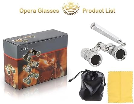Opera Glasses,3X25 Theater Binoculars with Foldable and Extendable Handle,Mini Binocular Compact Lightweight,Portable Theater Glasses for Adults Kids Women in Musical Concert