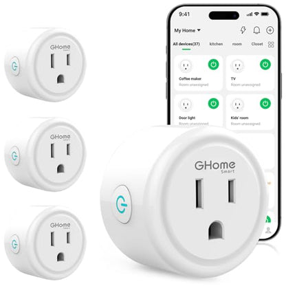 Smart Plug, GHome Smart WiFi Plugs Work with Alexa and Google Home, Smart WiFi Outlet with Remote Control and Timer Function, 2.4GHz Wi-Fi Only, No Hub Required, ETL FCC Listed