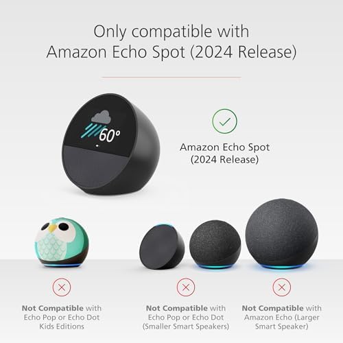 Made for Amazon Stand with USB-C and USB-A Charging Ports for Echo Spot (2024 Release)