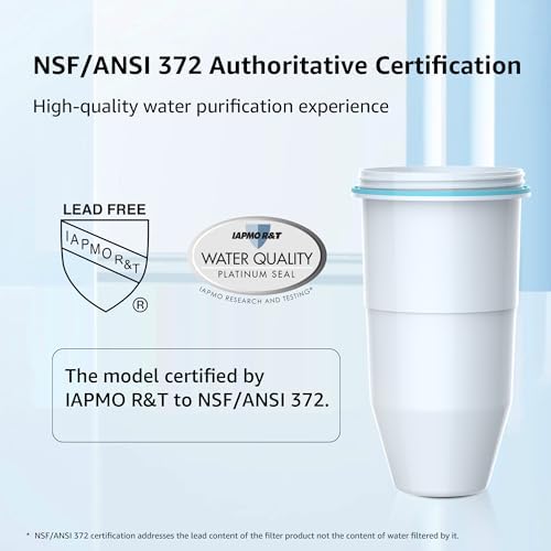 AQUA CREST NSF/ANSI 53 Certified Multiple-Stage Replacement Water Filters, Replacement for ZR-017 Pitcher Filters and Dispenser Filters, Reduce TDS, PFOA/PFOS, Chlorine, Bad Taste and Odor, 4 Packs