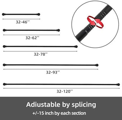 Curtain Rods for windows 28-78 inch, 5/8 inch Decorative Matte Black Splicing Heavy Duty Metal Curtain Rod set with Brackets