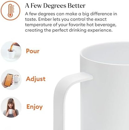 Ember Temperature Control Smart Mug 2, 14 Oz, App-Controlled Heated Coffee Mug with 80 Min Battery Life and Improved Design, White (Renewed)