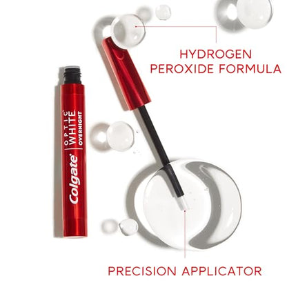 Colgate Optic White Overnight Teeth Whitening Pen, Teeth Stain Remover to Whiten Teeth, 35 Nightly Treatments, 0.08 Fl Oz