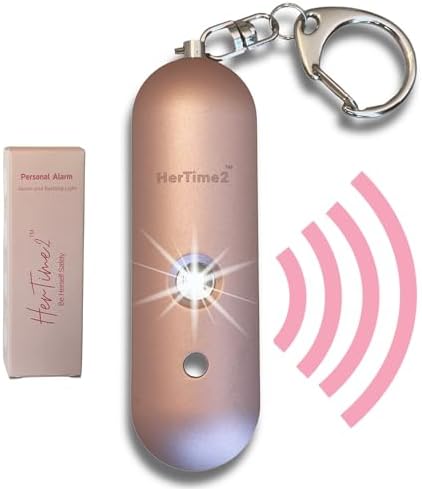 Personal Safety Alarm – Travel Safe Waterproof – Gift for Women College Girls – Self Defense Keychain – Extra Loud Siren – Strobe Light – Cute Key Chains Protection (Rose Gold)
