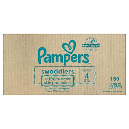 Pampers Baby Diapers - Swaddlers - Size 4, 150 Count, Ultra Absorbent Disposable Infant Diaper