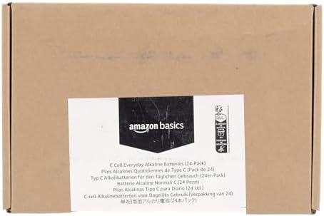 Amazon Basics 24-Pack C Cell Alkaline All-Purpose Batteries, 1.5 Volt, 5-Year Shelf Life
