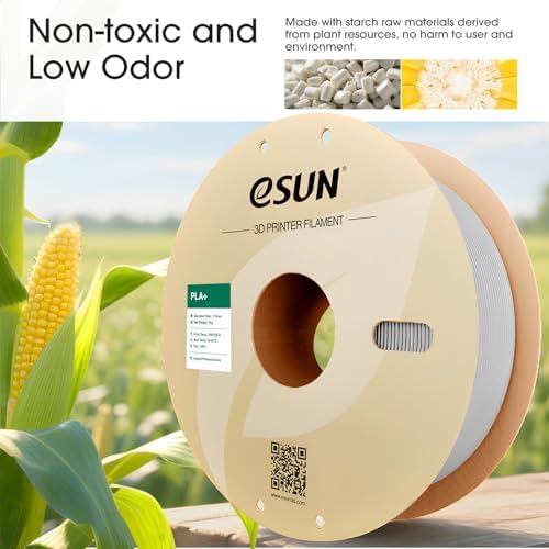 eSUN PLA+ Filament 1.75mm, 3D Printer Filament PLA Plus, Dimensional Accuracy +/- 0.03mm, 1KG per Spool, 2 Spools 3D Printing Filament, Grey