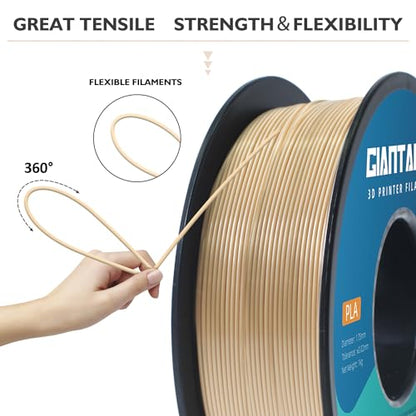 GIANTARM 3D Printer Filament, Bone White Pla Filament, 1Kg(2.2lbs) Spool, 1.75mm Dimension Accuracy +/- 0.03mm, 3D Printing Filament