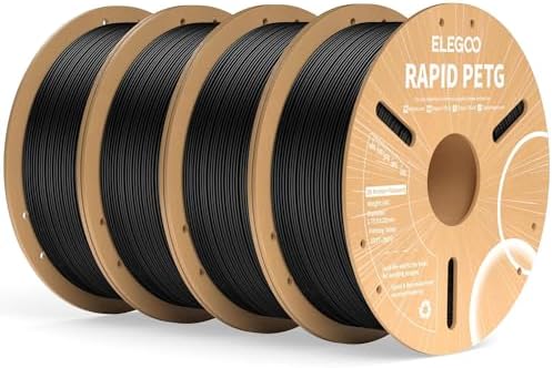 ELEGOO Rapid PETG Filament 1.75mm Black 4KG, High Speed 30-600mm/s 3D Printer Filament Dimensional Accuracy +/- 0.02 mm, 1kg Cardboard Spool(2.2lbs) Fits for Most FDM 3D Printers
