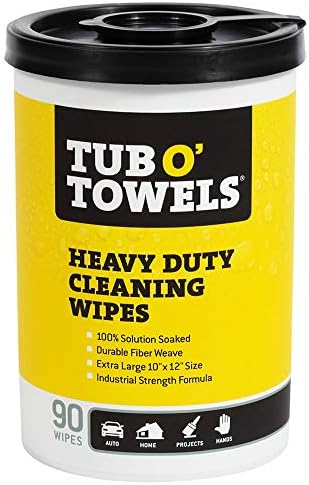 Tub O Towels TW90 Heavy-Duty 10" x 12" Size Multi-Surface Cleaning Wipes, 90 Count Per Canister