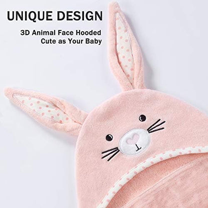 Baby Hooded Towel with Unique Animal Design Ultra Soft Thick Cotton Bath Towel for Newborn (Bunny)