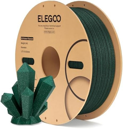 ELEGOO PLA Filament 1.75mm Sparkle Green 1KG, Glitter Twinkling 3D Printer Filament Dimensional Accuracy +/- 0.02mm, 1kg Spool(2.2lbs) Fits for Most FDM 3D Printers