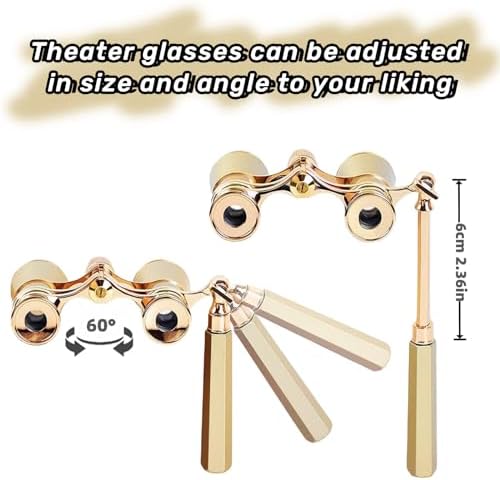 Opera Glasses Binoculars, Theatre Binoculars, 3X25, Metal Material, Vintage and Refined, with Adjustable Handle for Adults Kids Women in Musical Concert Cinema.