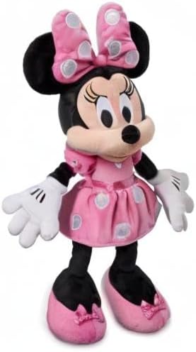 DISNEY STORE Official Minnie Mouse Pink Dress Medium Soft Toy for Kids, Cuddly Character with Fuzzy Texture and Embroidered Details, Disney Plushy Suitable for All Ages.