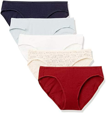 Amazon Essentials Women's Cotton Bikini Brief Underwear (Available in Plus Size), Multipacks