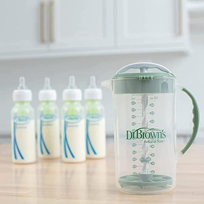 Dr. Brown's Baby Formula Mixing Pitcher 32oz, Olive with Anti-Colic Options+ Narrow Baby Bottles, 4 Pack, 8 oz