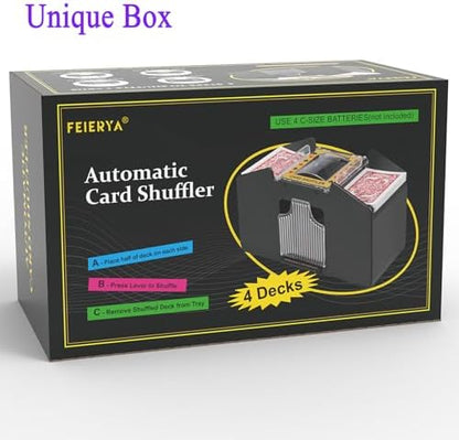 Automatic Card Shuffler 2/1/4/6 Deck,Battery-Operated Electric UNO Poker Shuffler,Playing Card Shuffler for Home Card Game,Travel