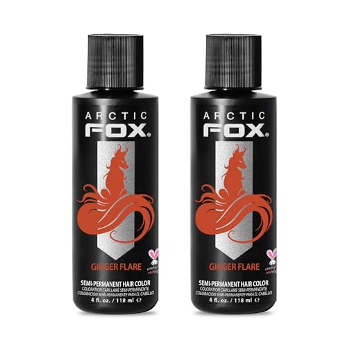 Arctic Fox Semi-Permanent Hair Dye, Vegan & Cruelty-Free, Vibrant Orange Ginger Flare, Ammonia-Free, Peroxide-Free, Conditioning Color, For All Hair Types, 4 Fl Oz (Pack of 2)