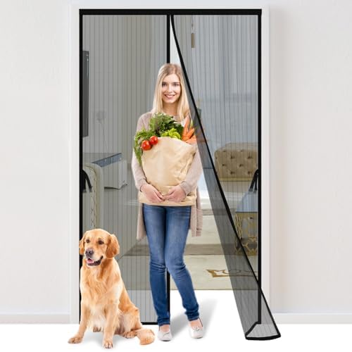 Magnetic Screen Door - Fit for Door Size:38x82 Inch, Screen Itself Size:40" x 84", Hands Free Mesh Partition,Heavy Duty Screen Door Mesh Curtain Keeps Bugs Out, Frame Hook & Loop, Pet and Kid Friendly