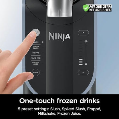 Ninja FS301 Professional Maker with RapidChill Technology, 88 oz Drink & Slushie Machine, 5 Preset Programs, Frozen Margaritas, Frappés, and More, Premium Accents, Black (Renewed)