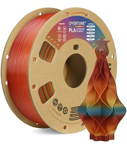 OVERTURE Rainbow PLA Filament 1.75mm, Neatly Wound 3D Printer Filament 1kg Spool (2.2lbs), Dimensional Accuracy +/- 0.02 mm, Fit Most FDM 3D Printers (Radiant Rainbow)