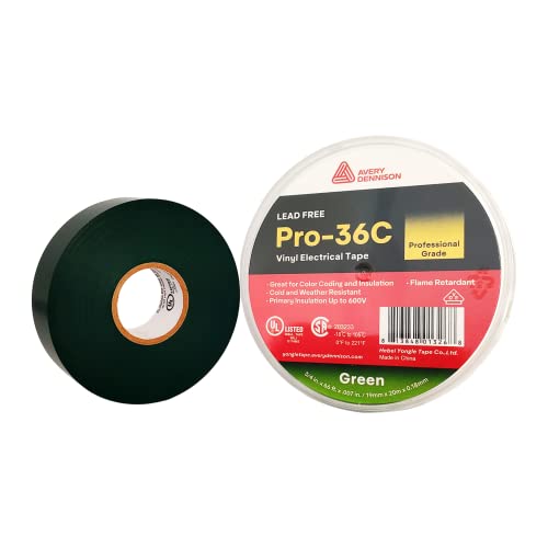 Electrical Tape, 10 Rolls Professional Grade PVC Electric Tape, UL/CSA Listed ¾ in x 66 ft Insulating Vinyl Tape for Electrical, Repairs, Automotive and Equipment, Pro-36C, Green